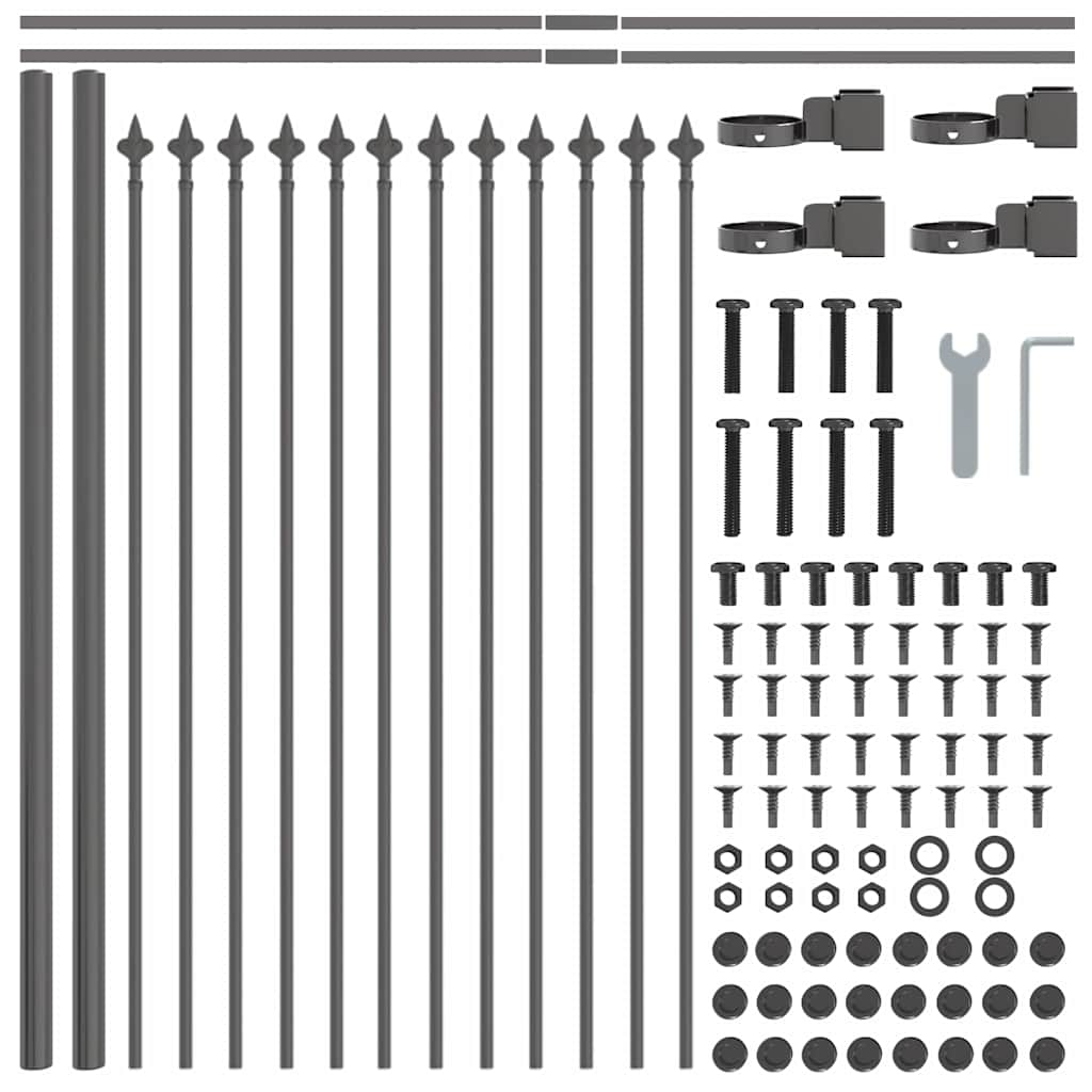 Vrtna Ograda 6 pcs Siva 10,2 x 0,6 m Čelik s prahom