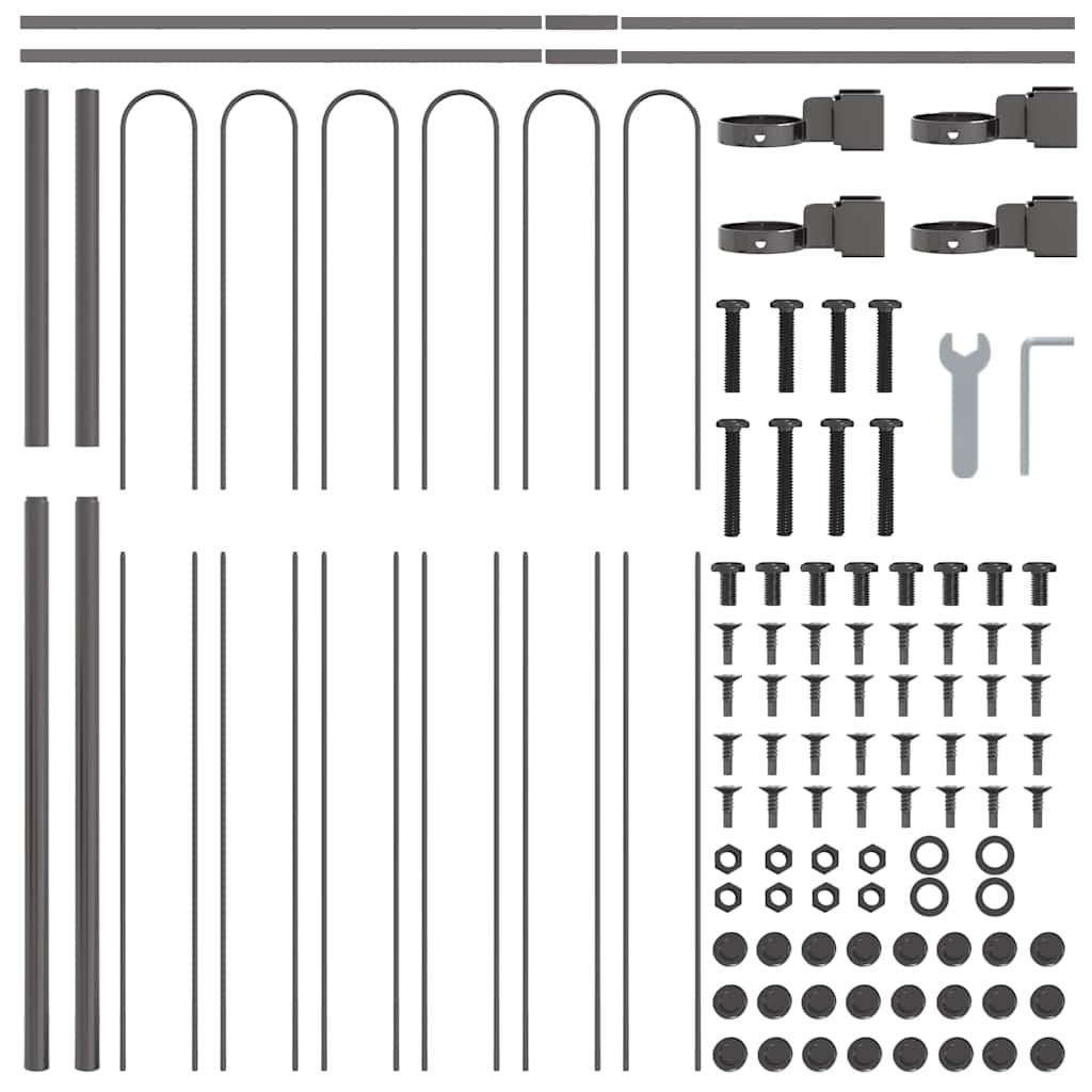 Vrtna Ograda 6 pcs Siva 10,2 x 1,5 m Čelik s prahom