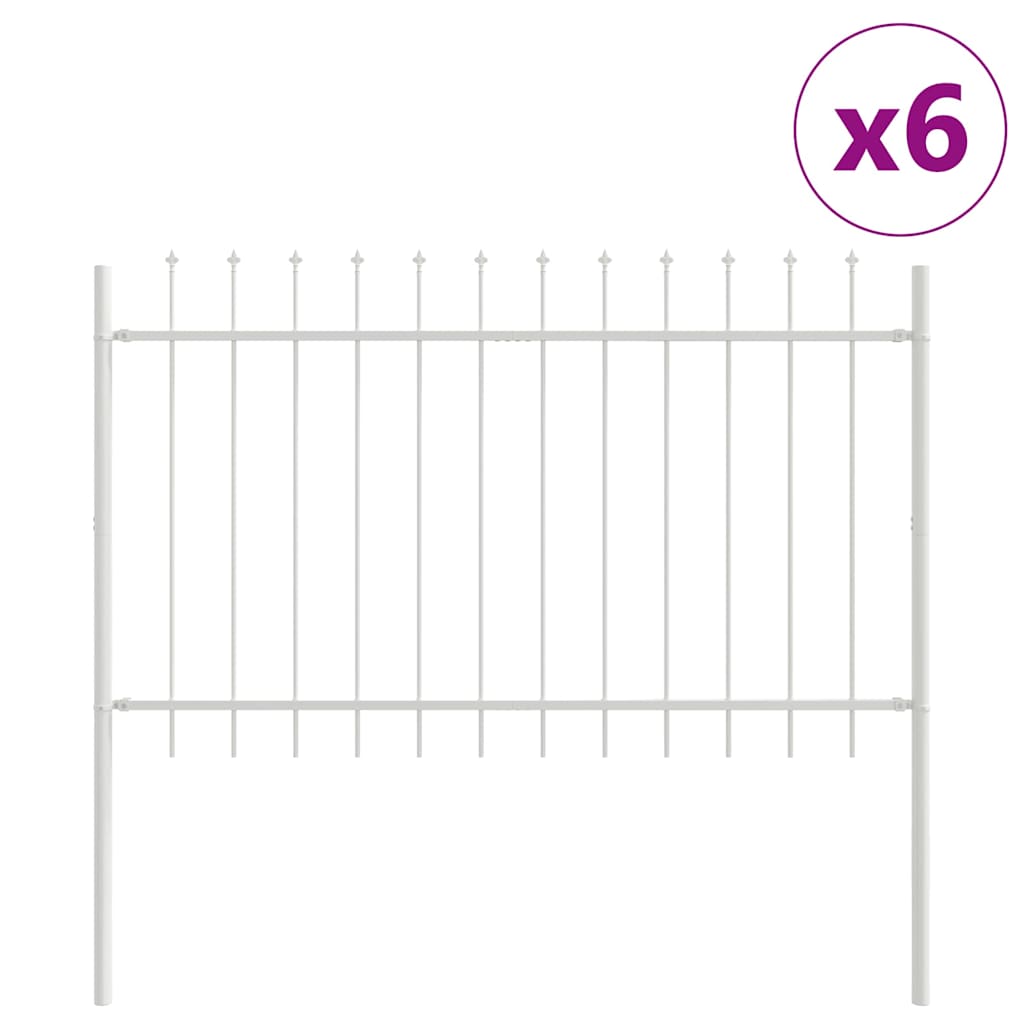 Vrtna Ograda 6 pcs Bijelo 10,2 x 0,8 m Čelik s prahom