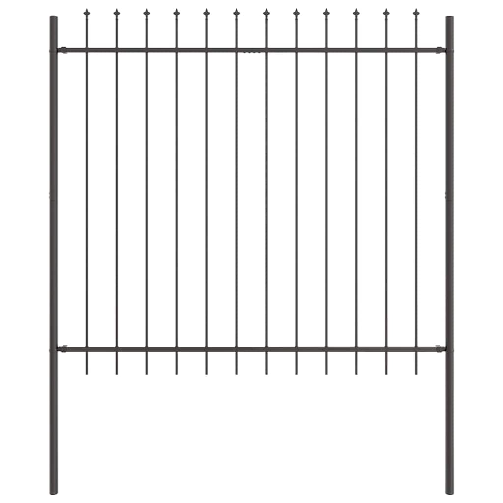 Vrtna Ograda 7 pcs Siva 11,9 x 1,5 m Čelik s prahom