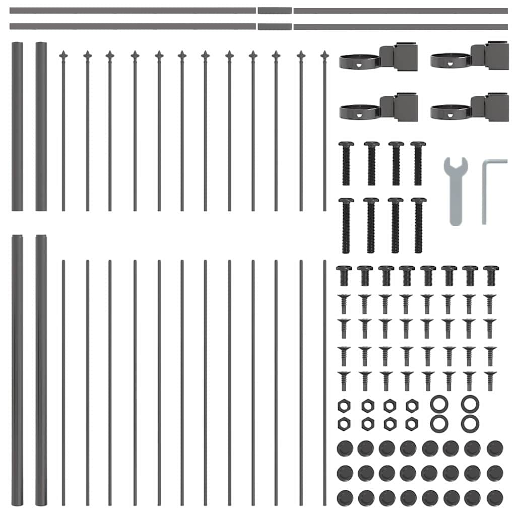 Vrtna Ograda 7 pcs Siva 11,9 x 1,5 m Čelik s prahom