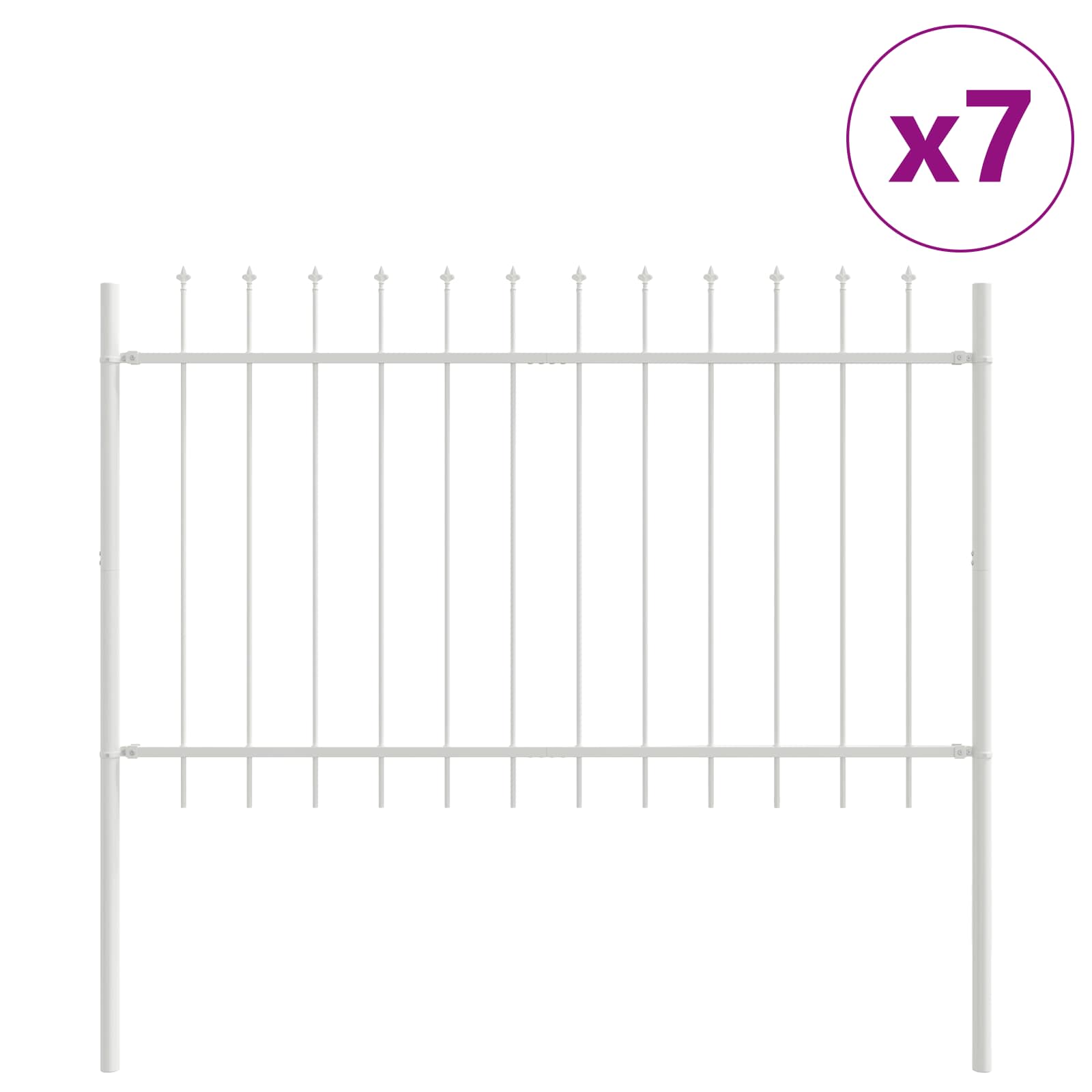 Vrtna Ograda 7 pcs Bijelo 11,9 x 1,2 m Čelik s prahom