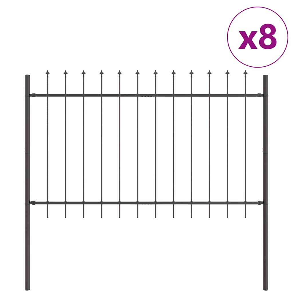 Vrtna Ograda 8 pcs Siva 13,6 x 1,2 m Čelik s prahom
