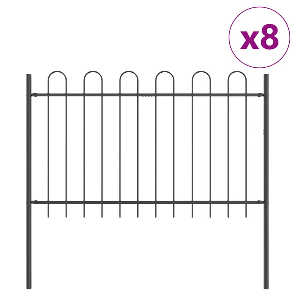 Vrtna Ograda 8 pcs Siva 13,6 x 1,2 m Čelik s prahom