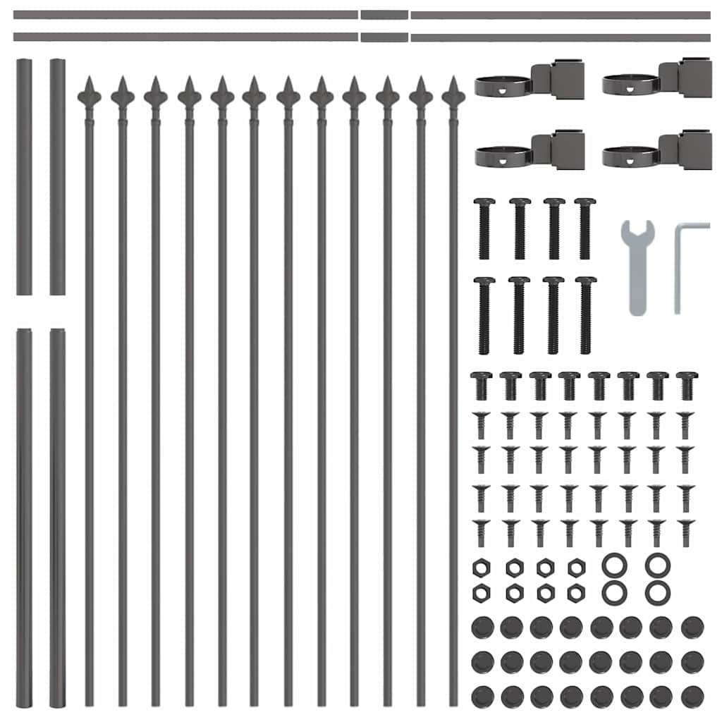 Vrtna Ograda 9 pcs Siva 15,3 x 1,2 m Čelik s prahom