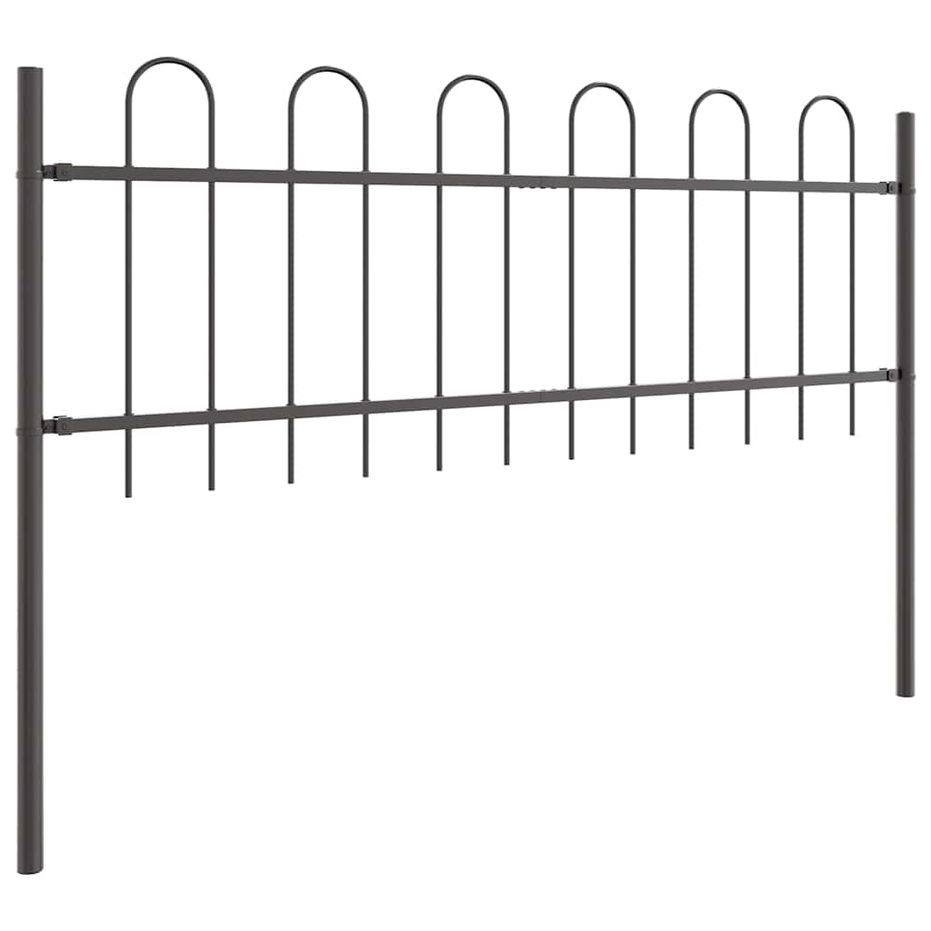 Vrtna Ograda 9 pcs Siva 15,3 x 0,6 m Čelik s prahom