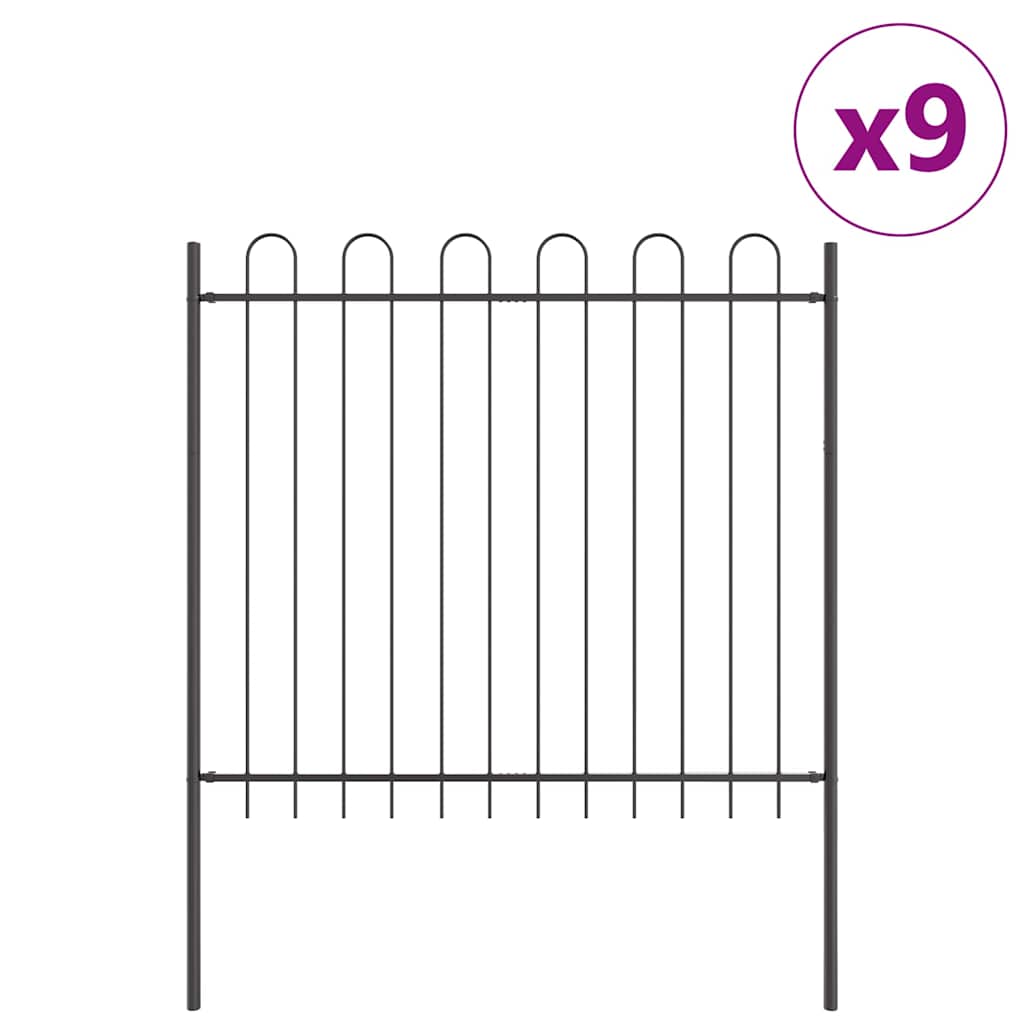 Vrtna Ograda 9 pcs Siva 15,3 x 1,5 m Čelik s prahom