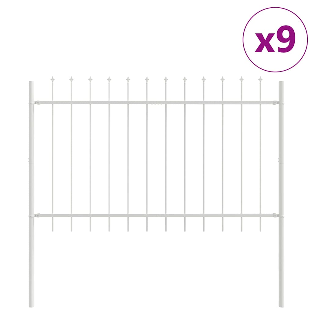 Vrtna Ograda 9 pcs Bijelo 15,3 x 1 m Čelik s prahom