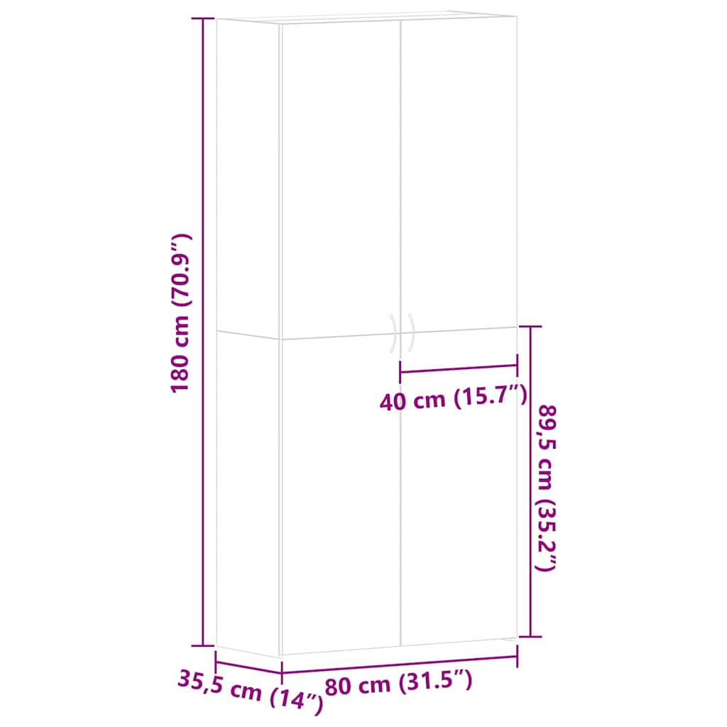 Ormar za cipele Smeđa 80 x 35.5 x 180 cm Konstruirano drvo