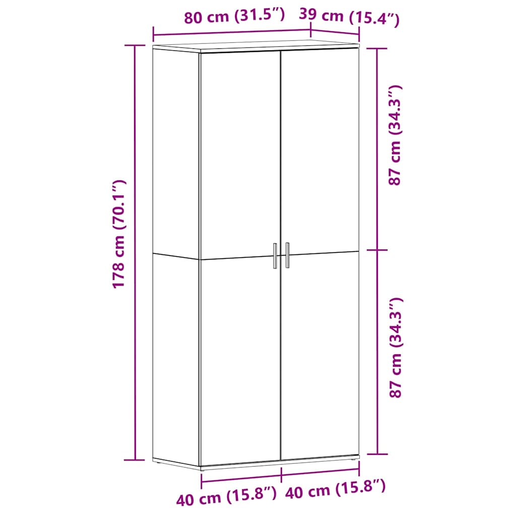 Ormar za cipele Sonoma hrast 80 x 39 x 178 cm Konstruirano drvo