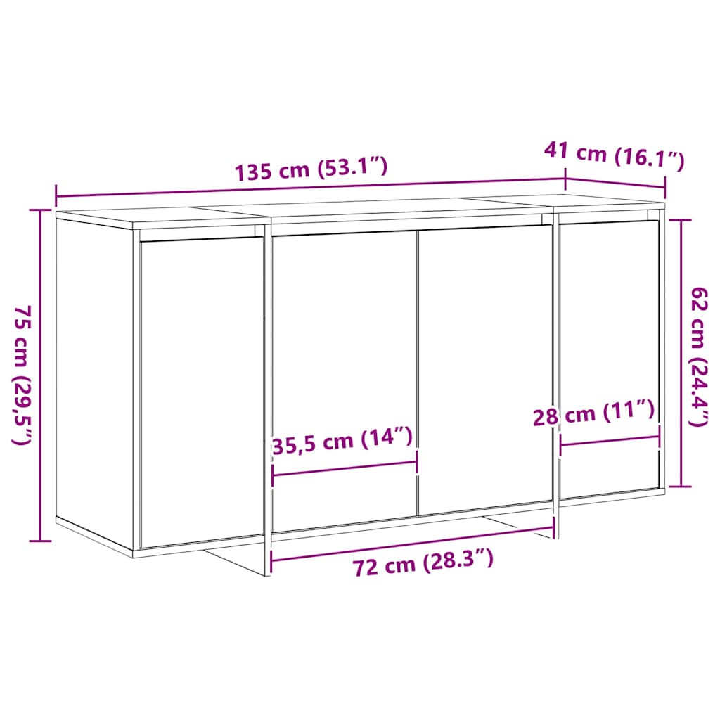 Kreveta Dimljeni hrast 135 x 41 x 75 cm Konstruirano drvo