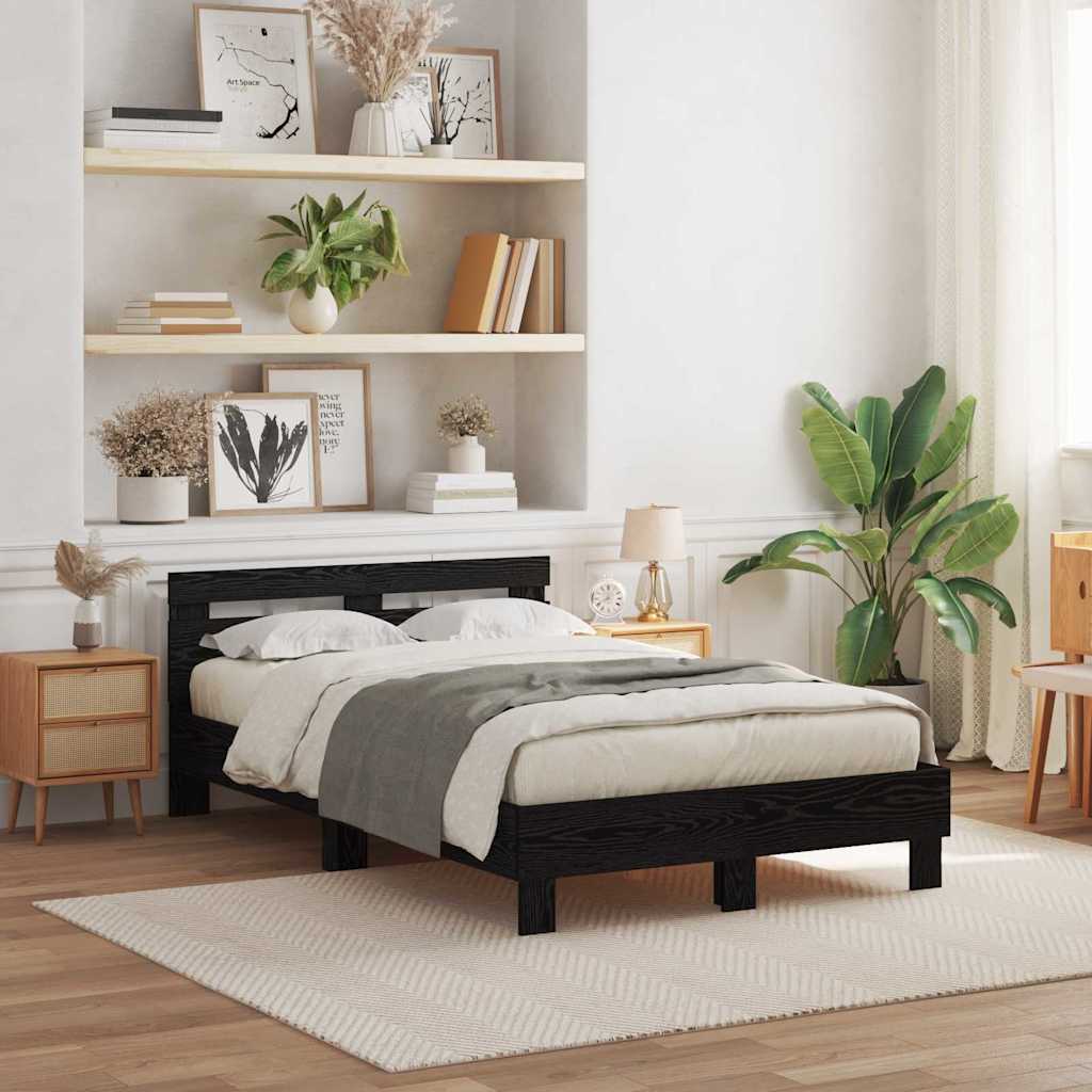 Krevetna konstrukcija Crni hrast 135 x 190 cm Konstruirano drvo