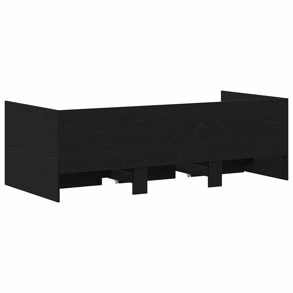 Krevet na dan Crni hrast 90 x 200 cm Konstruirano drvo