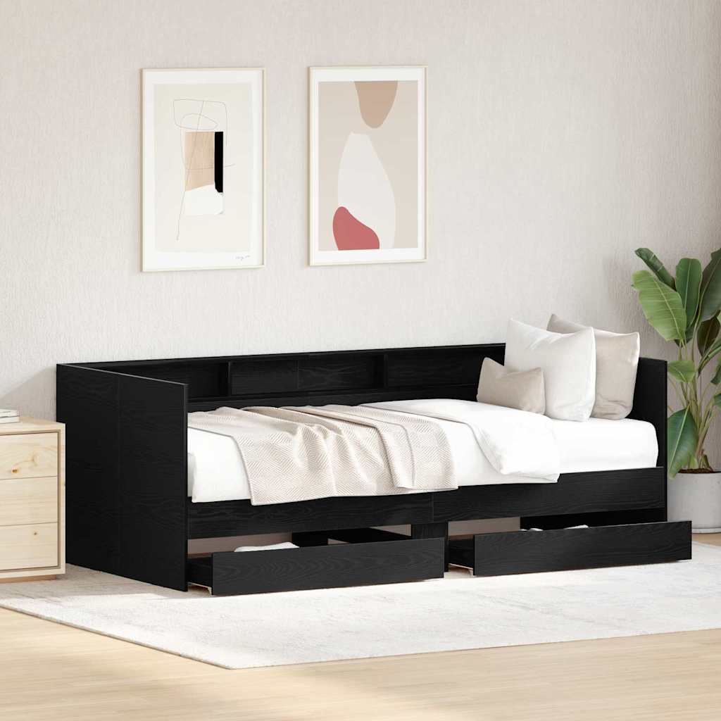 Krevet na dan Crni hrast 90 x 190 cm Konstruirano drvo