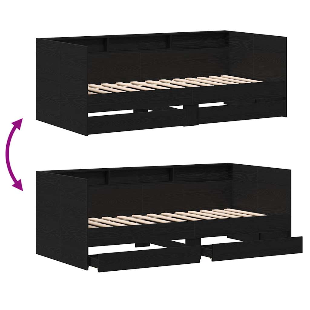 Krevet na dan Crni hrast 90 x 190 cm Konstruirano drvo