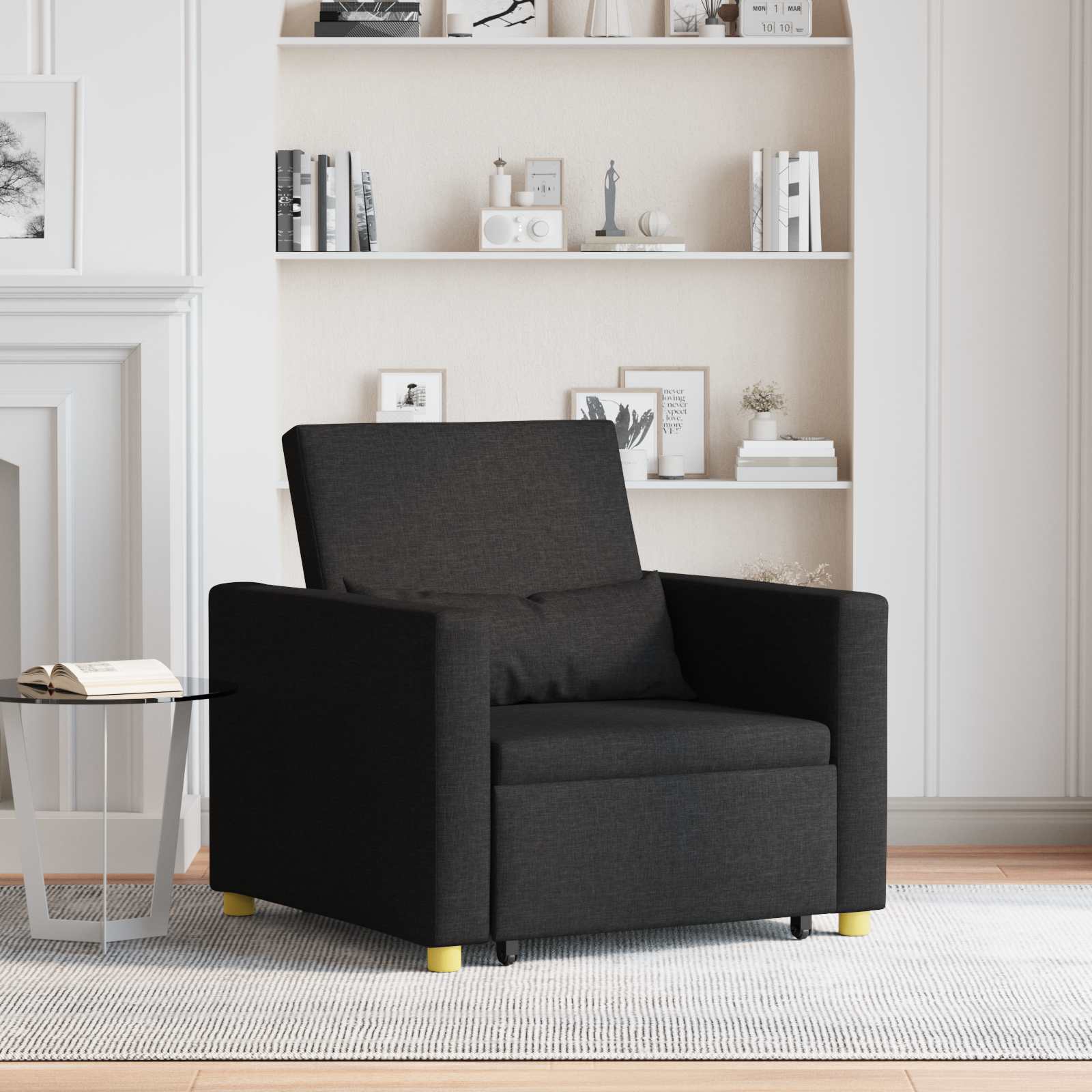 Sofa na razvlačenje Singl Crna 90 x 165 x 87 cm tkanina