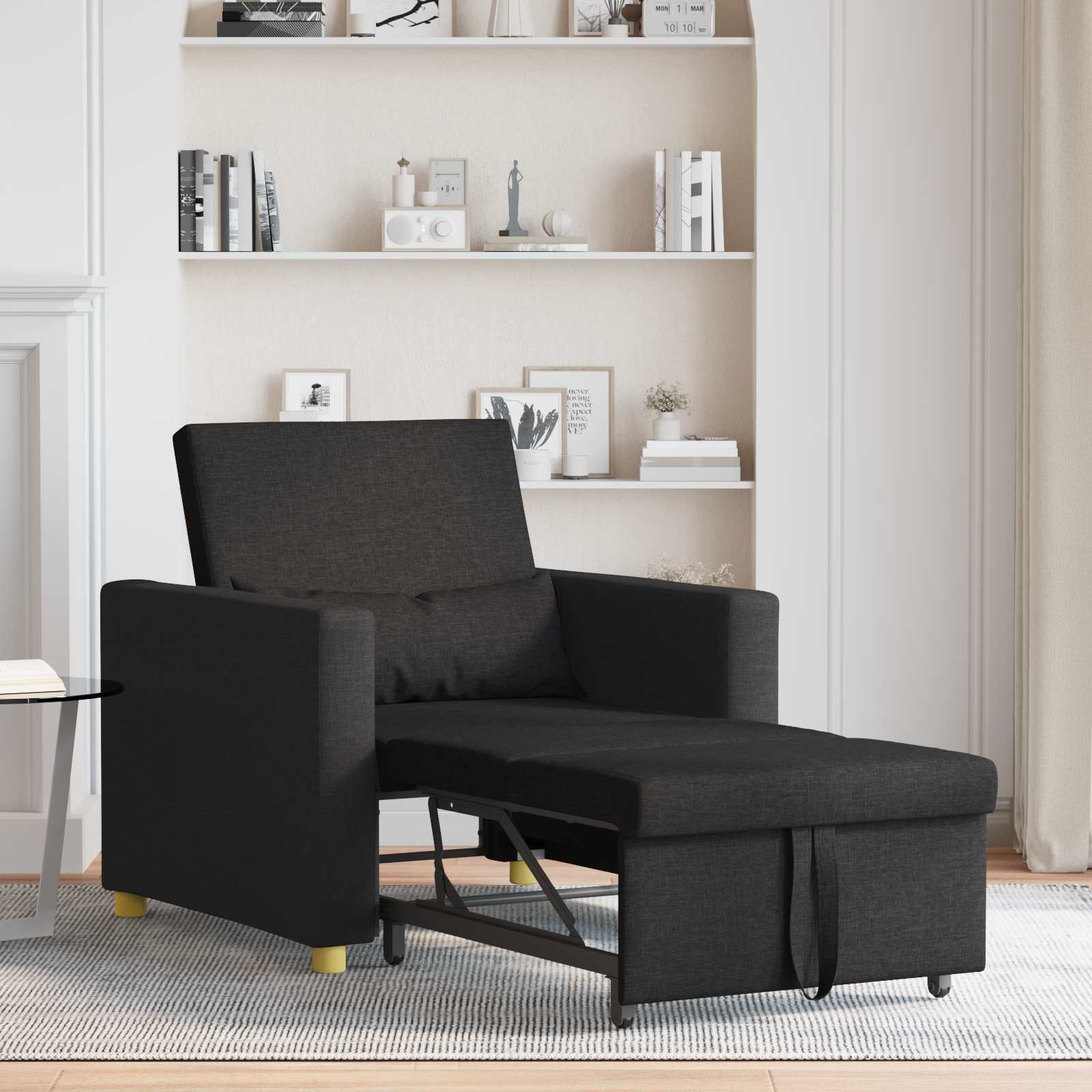 Sofa na razvlačenje Singl Crna 90 x 165 x 87 cm tkanina