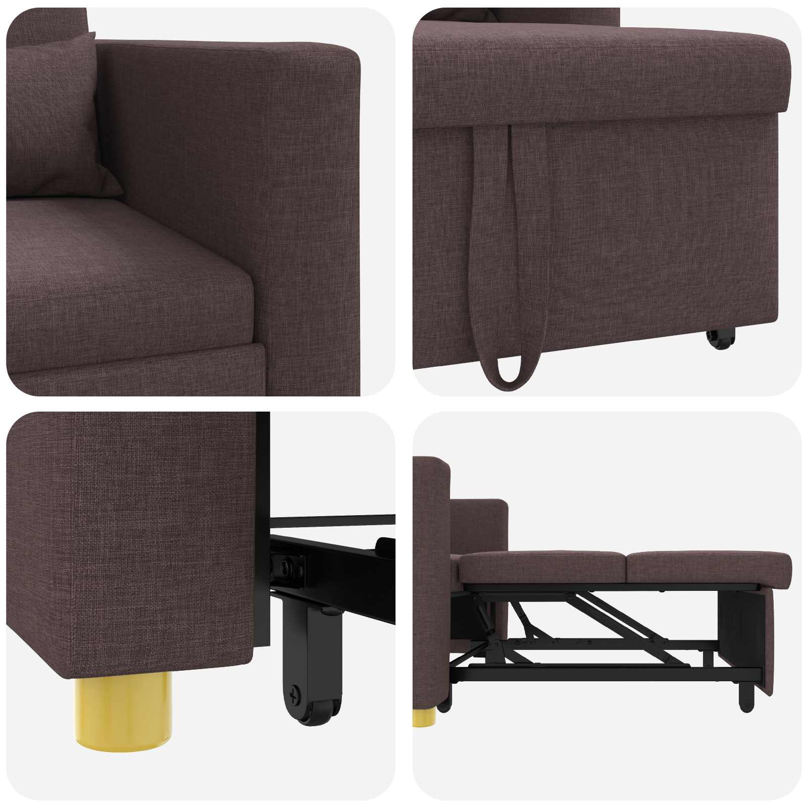 Sofa na razvlačenje Singl Tamno smeđa 90 x 165 x 87 cm tkanina