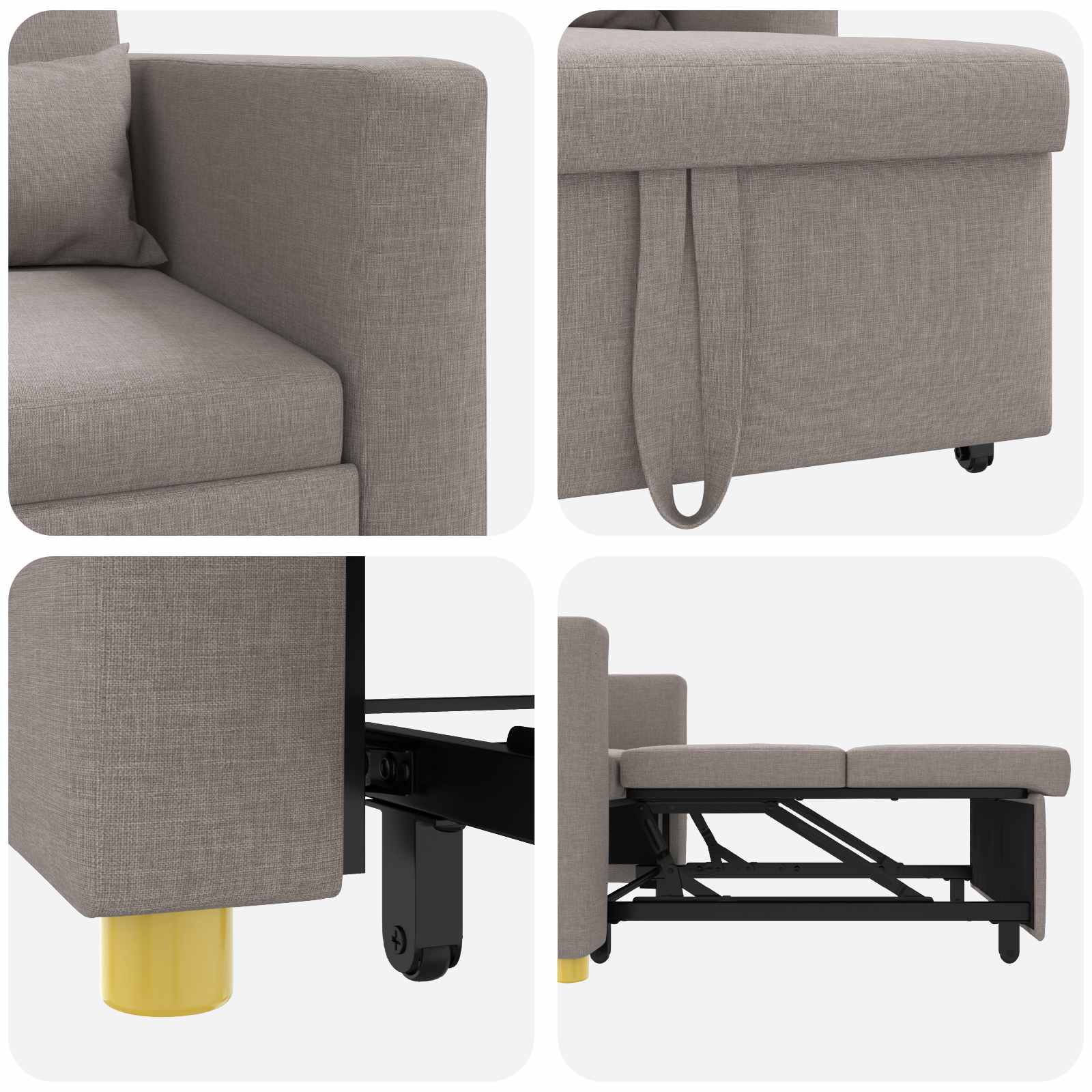 Sofa na razvlačenje Singl Sivo-smeđa 90 x 165 x 87 cm tkanina