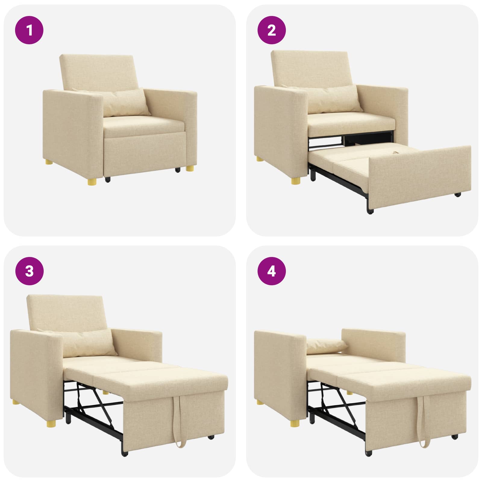 Sofa na razvlačenje Singl Krema 90 x 165 x 87 cm tkanina