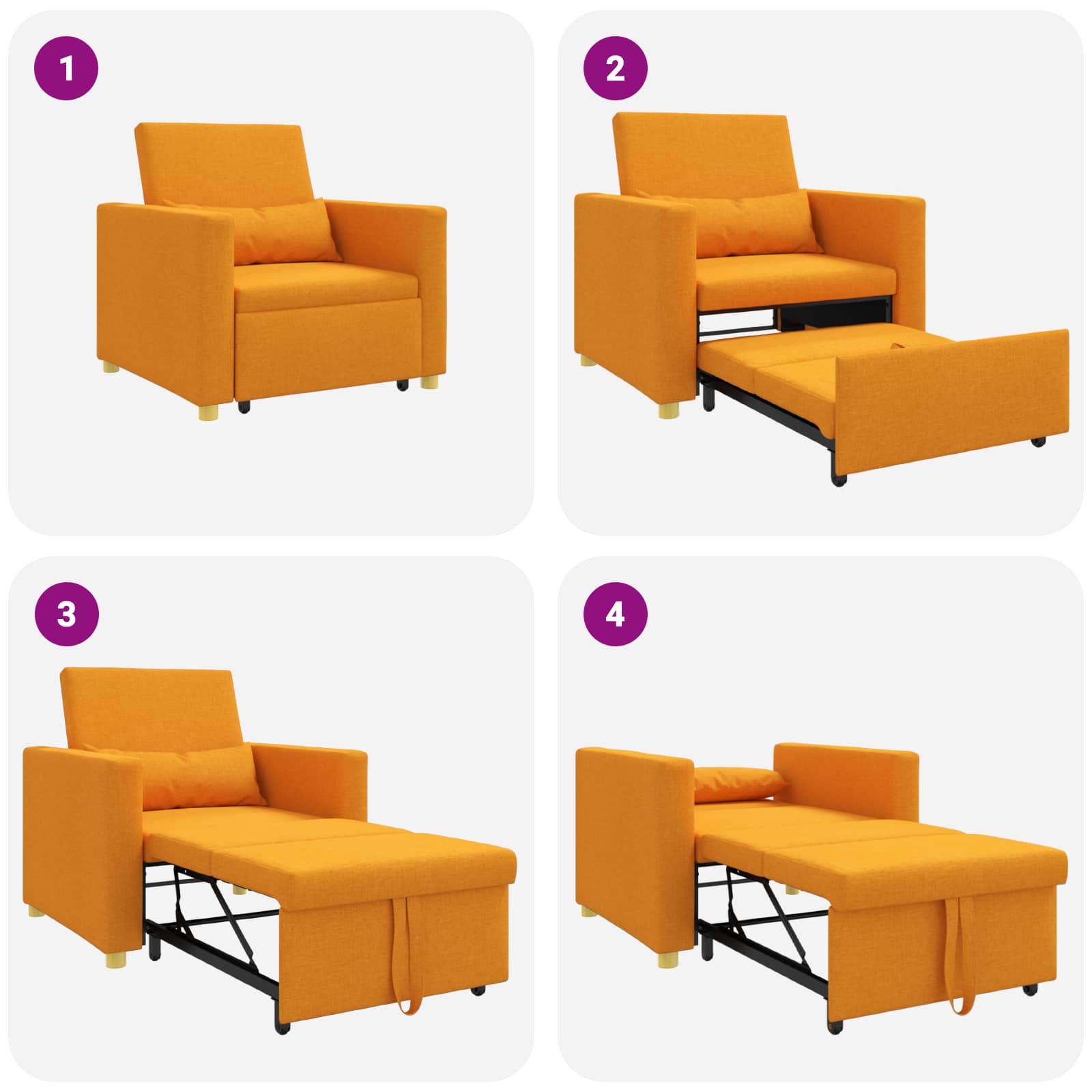 Sofa na razvlačenje Singl Tamnožuta 90 x 165 x 87 cm tkanina