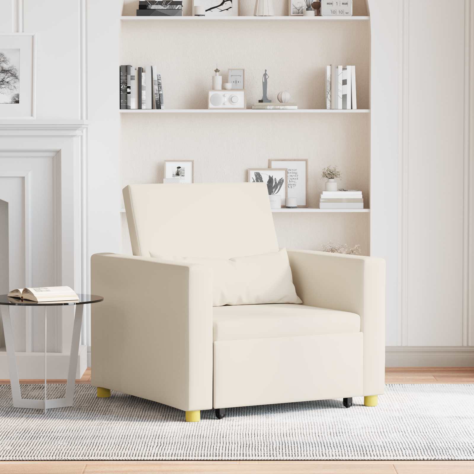 Sofa na razvlačenje Singl Krem bijelo 90 x 165 x 87 cm tkanina