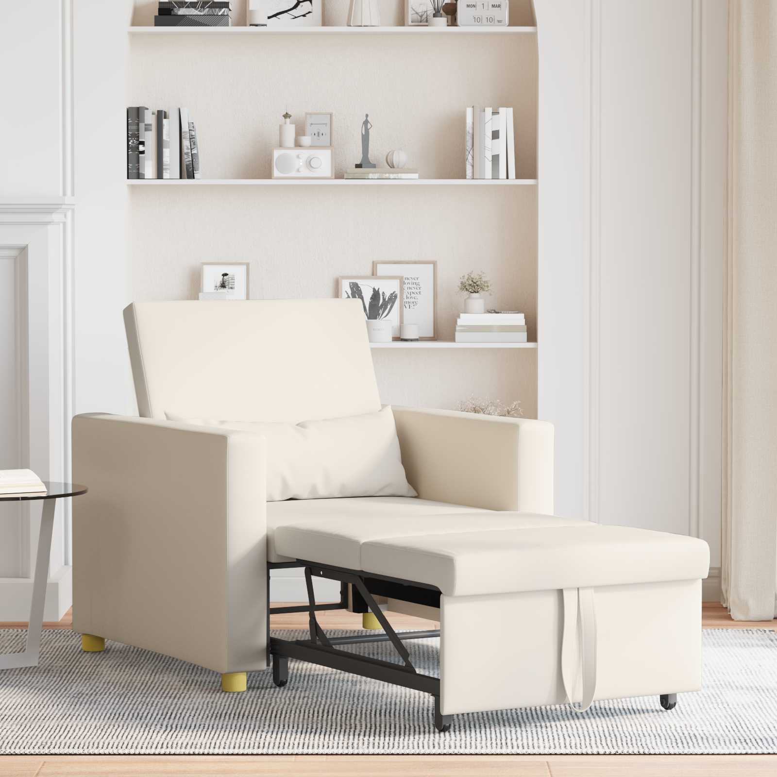 Sofa na razvlačenje Singl Krem bijelo 90 x 165 x 87 cm tkanina