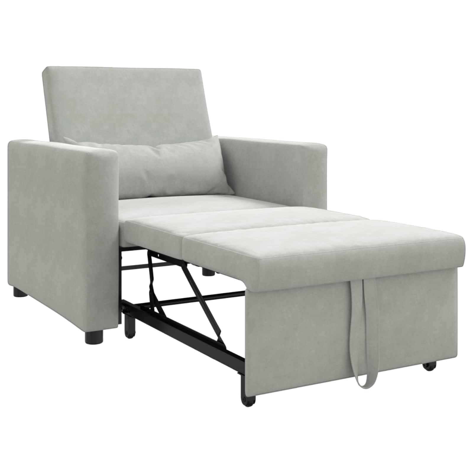 Sofa na razvlačenje Singl s kotačima Svjetlosiva Baršun