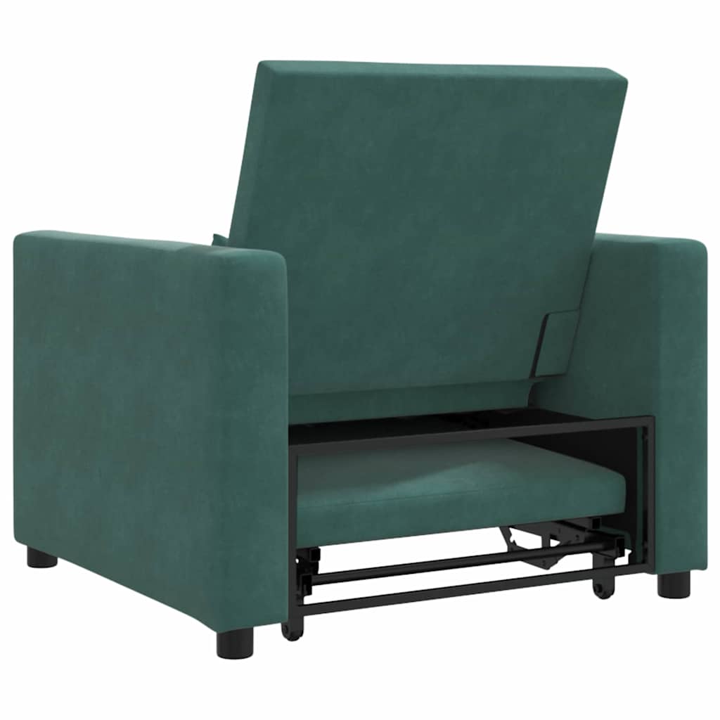 Sofa na razvlačenje Singl s kotačima Tamnozelena Baršun