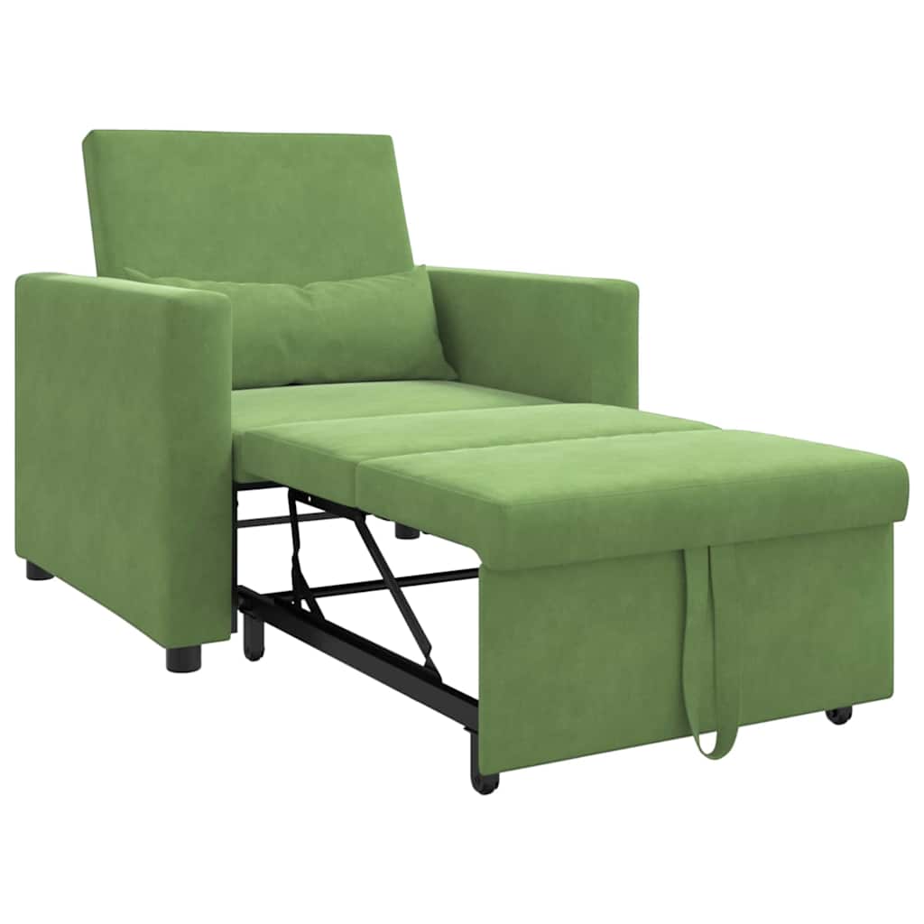 Sofa na razvlačenje Singl s kotačima Svijetlo zelena Baršun