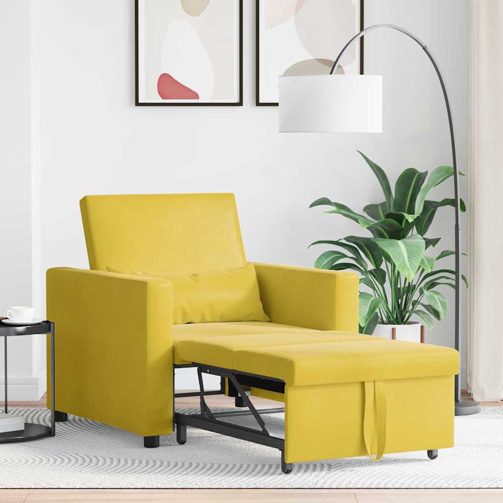 Sofa na razvlačenje Singl s kotačima Žuta Baršun