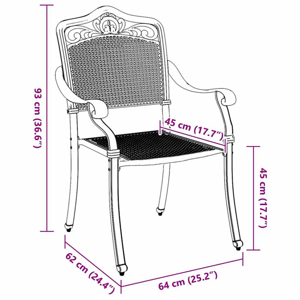 Vrtna stolica 2 pcs Zelena 64 x 62 x 93cm Aluminij