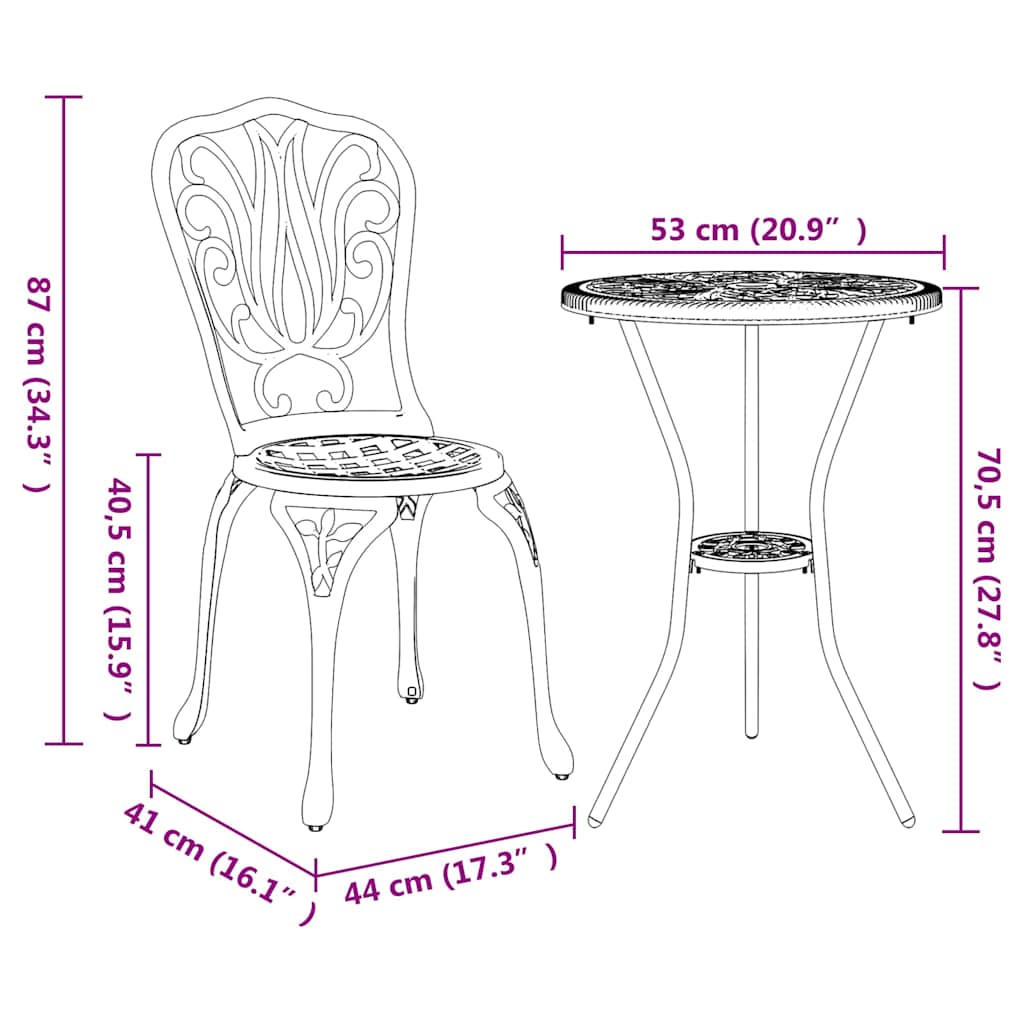 Bistro set za vrt 3 pcs Zelena Aluminij