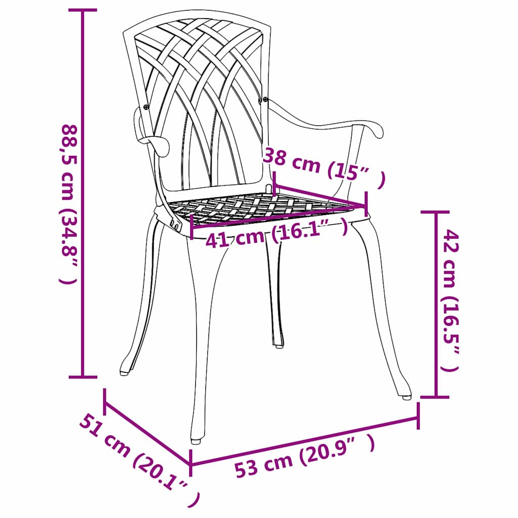 Vrtna stolica 2 pcs Bijelo 53 x 51 x 88,5cm Aluminij