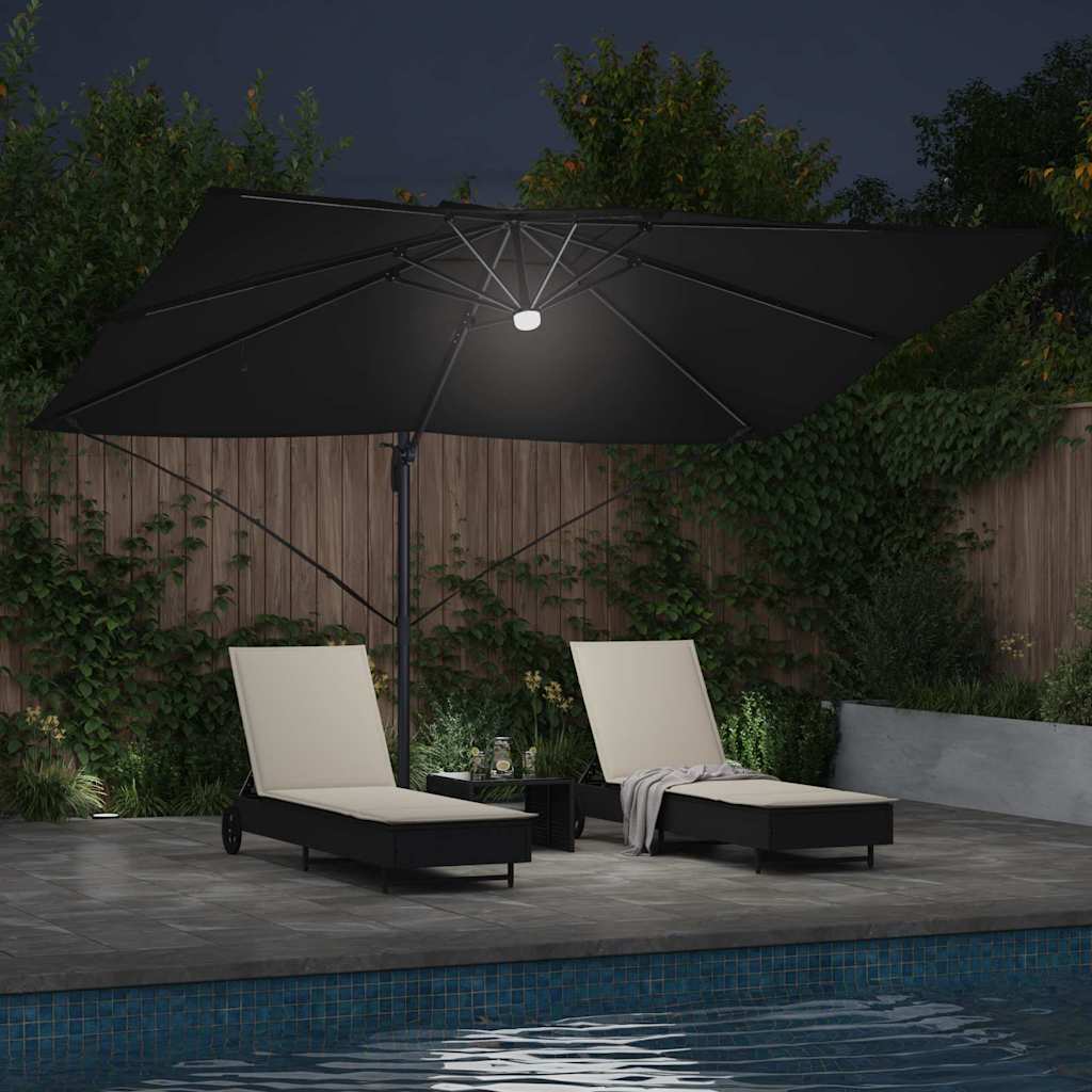 Suncobran Crna 351 x 250 x 253 cm Poliester i aluminij