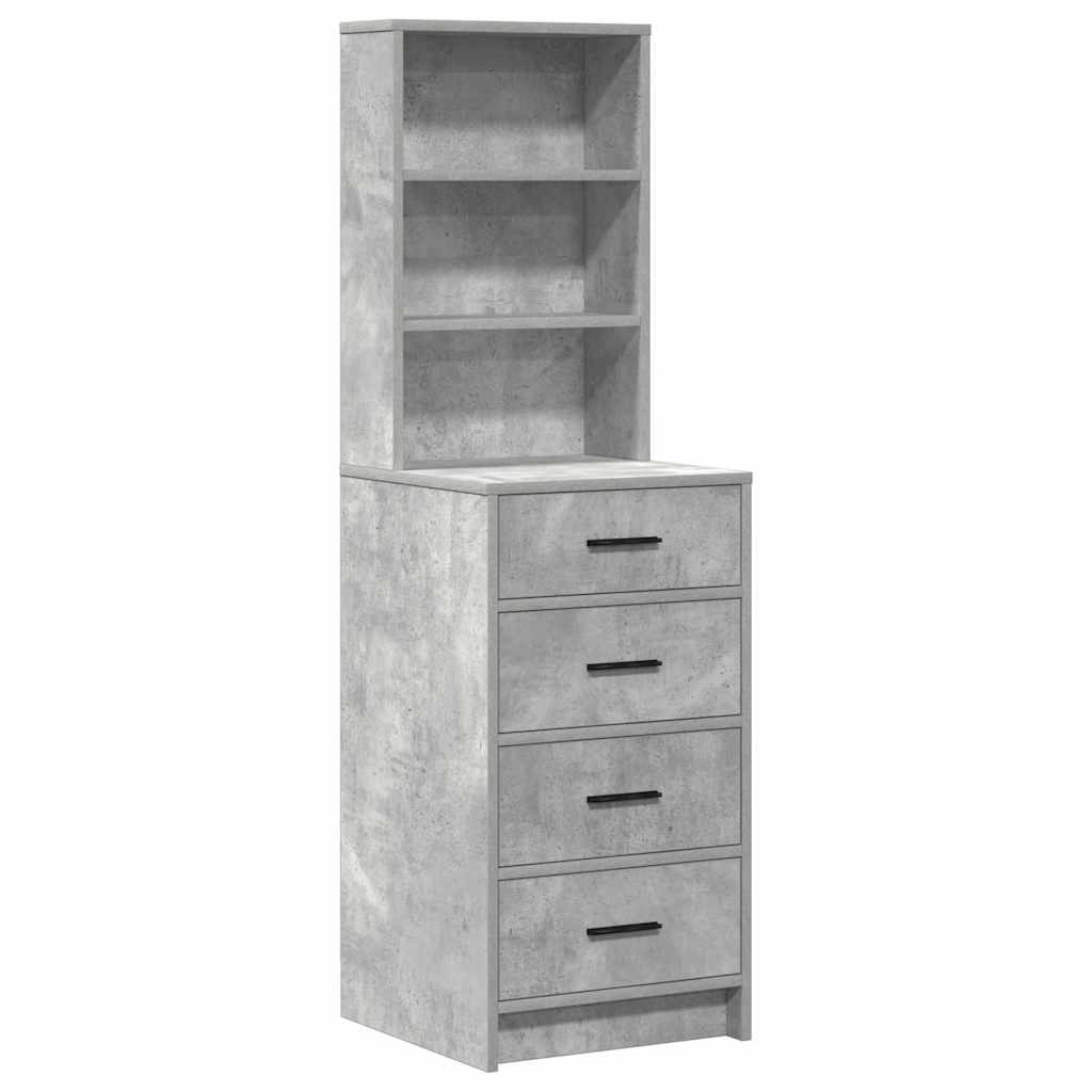 Toaletni stol s ladicama 3 pcs Betonski sivi Konstruirano drvo