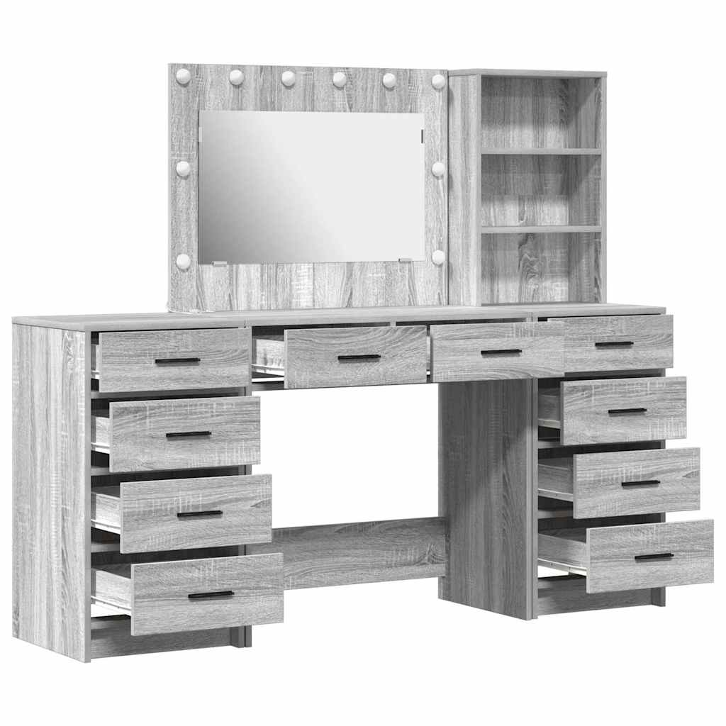 Toaletni stol s ladicama 3 pcs Siva Sonoma Konstruirano drvo