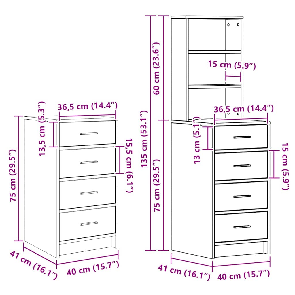 Toaletni stol 3 pcs Smeđa 40 x 41 x 135 cm Konstruirano drvo