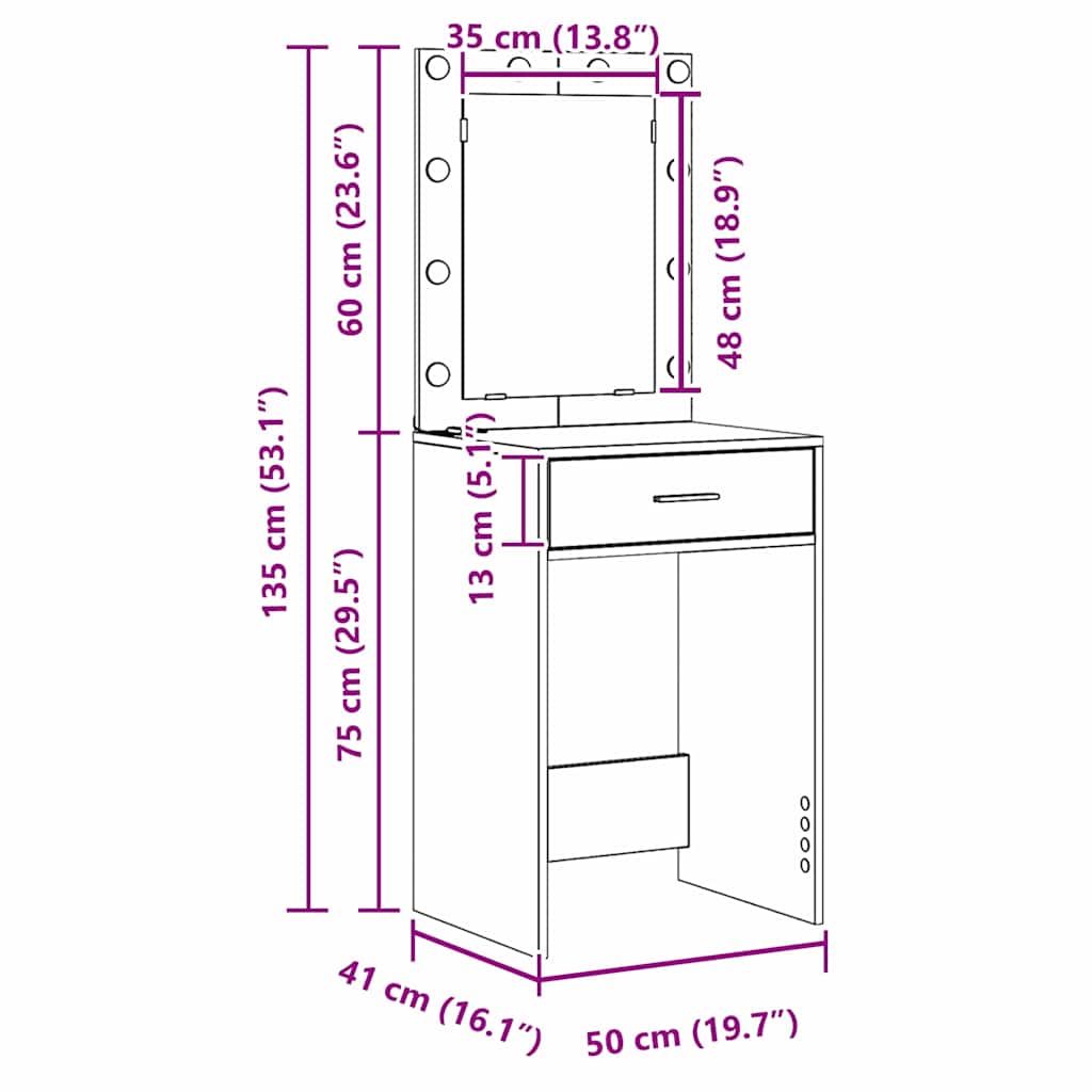 Toaletni stol 3 pcs Smeđa 40 x 41 x 135 cm Konstruirano drvo