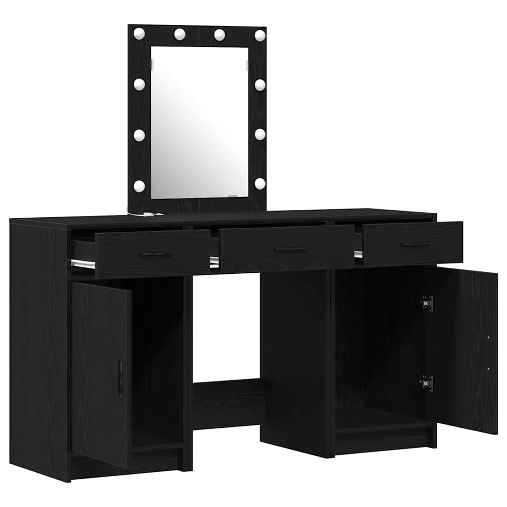 Toaletni stol s vratima Crna 50 x 41 x 135 cm Konstruirano drvo