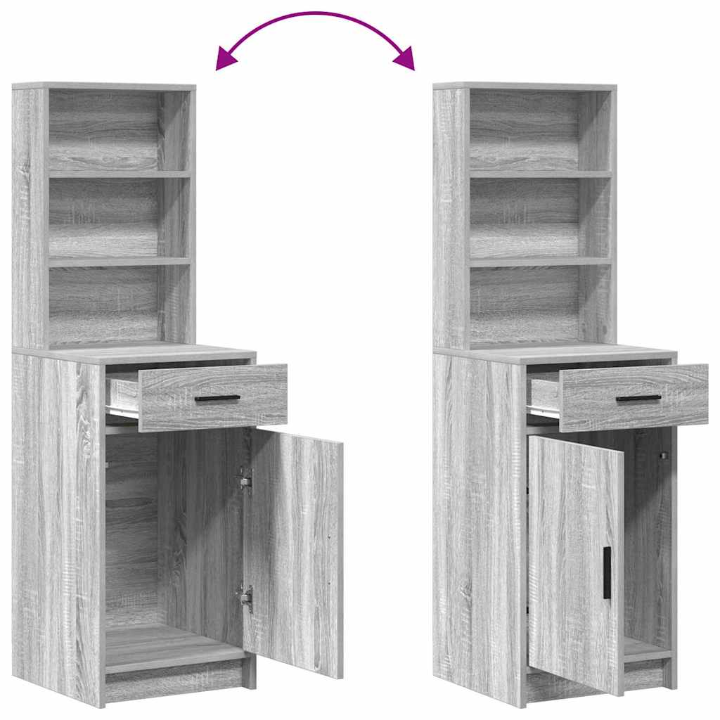 Toaletni stol s zrcalnim svjetlima 2 pcs Siva Konstruirano drvo