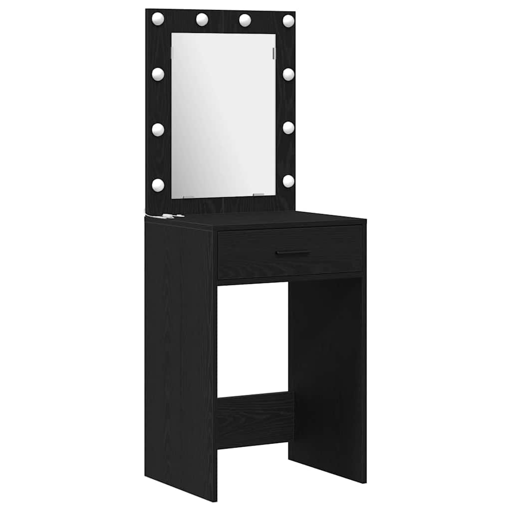 Set stola za oblačenje s LED 2 pcs Crni hrast Konstruirano drvo