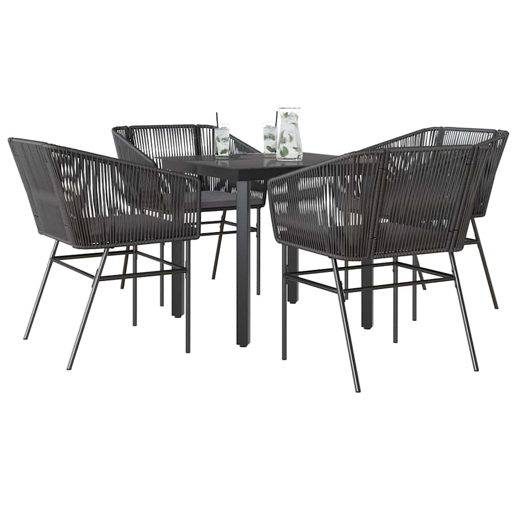 5-dijelni vrtni blagovaonski set s jastucima od crnog