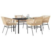 5-dijelni vrtni blagovaonski set s jastucima poliratan i staklo Smeđa 160 x 80 x 74 cm