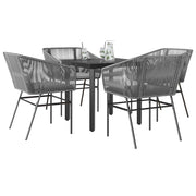 5-dijelni vrtni blagovaonski set s jastucima poliratan i staklo Siva 80 x 80 x 74 cm
