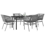 5-dijelni vrtni blagovaonski set s jastucima poliratan i staklo Siva 160 x 80 x 74 cm
