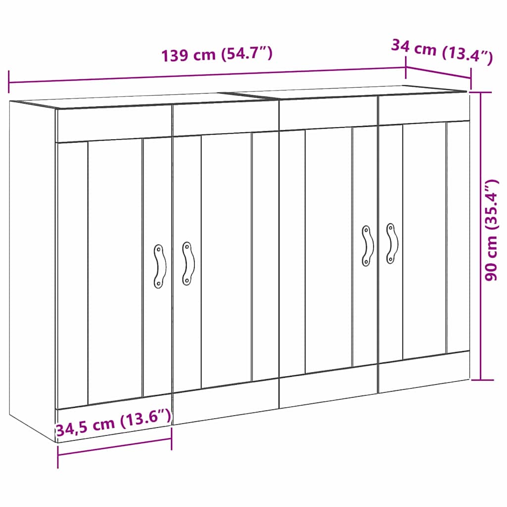 Zidni ormari 2 pcs Umjetnički hrast 69,5 x 34 x 90 cm