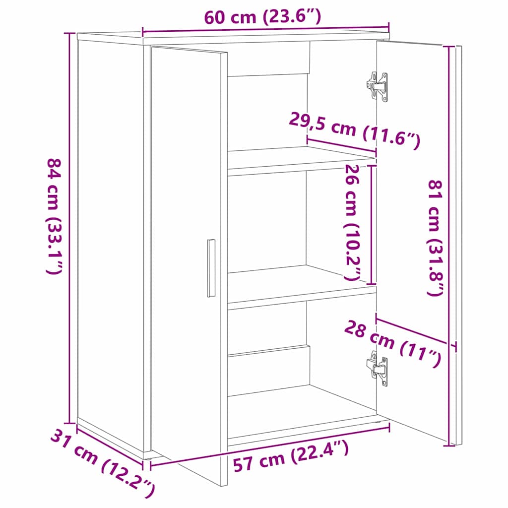 Kreveta 2 pcs Umjetnički hrast 60 x 31 x 84 cm