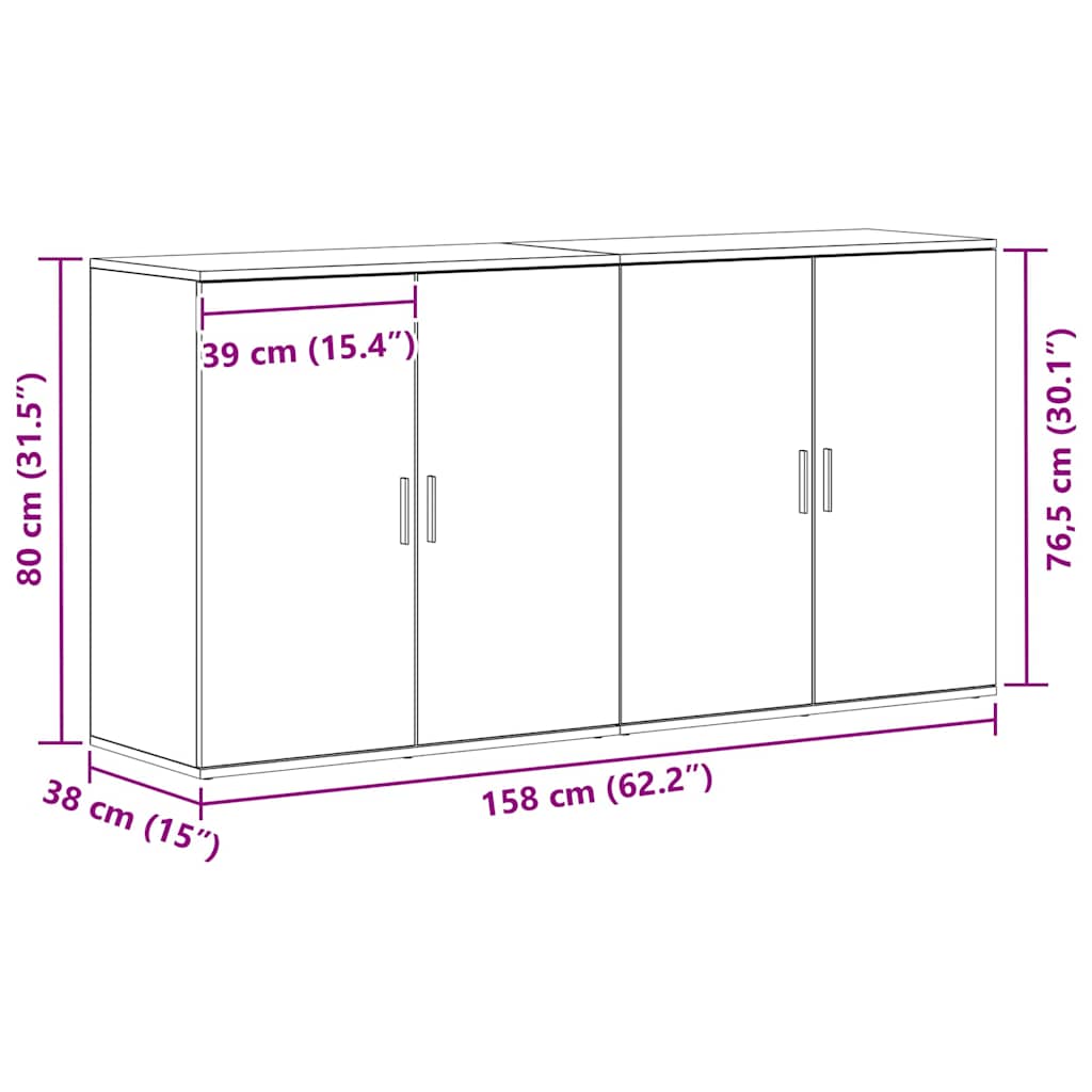Kreveta 2 pcs Umjetnički hrast 79 x 38 x 80 cm