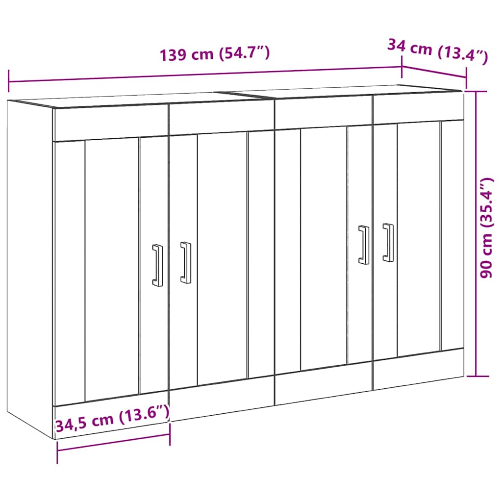 Zidni ormari 2 pcs Crni hrast 69,5 x 34 x 90 cm